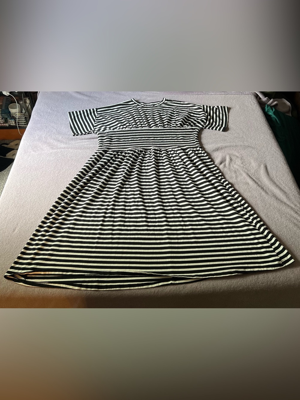 ASOS Curve Black and White Stripped Short Sleeve Dress